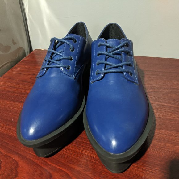 Cheap Monday Shoes - Cheap Monday Blue Navy Platform Creeper Oxford